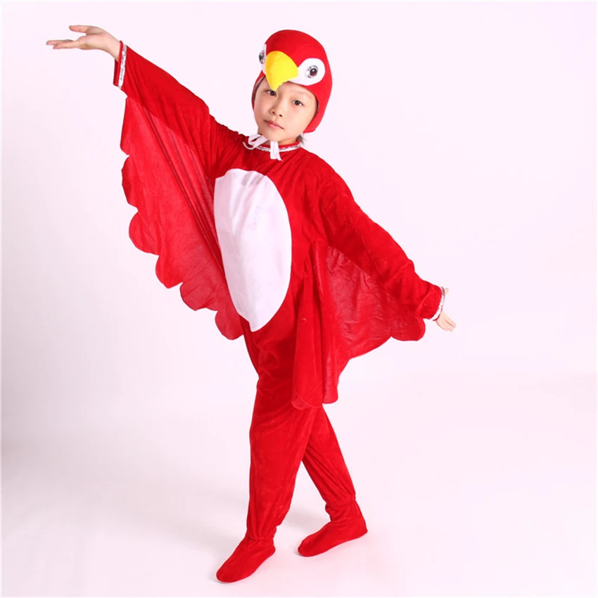 Halloween Cosplay Costumes for Children Animal Cartoon Bird Parrot Jumpsuit Headgear Batwing Kids Party Performance Clothes