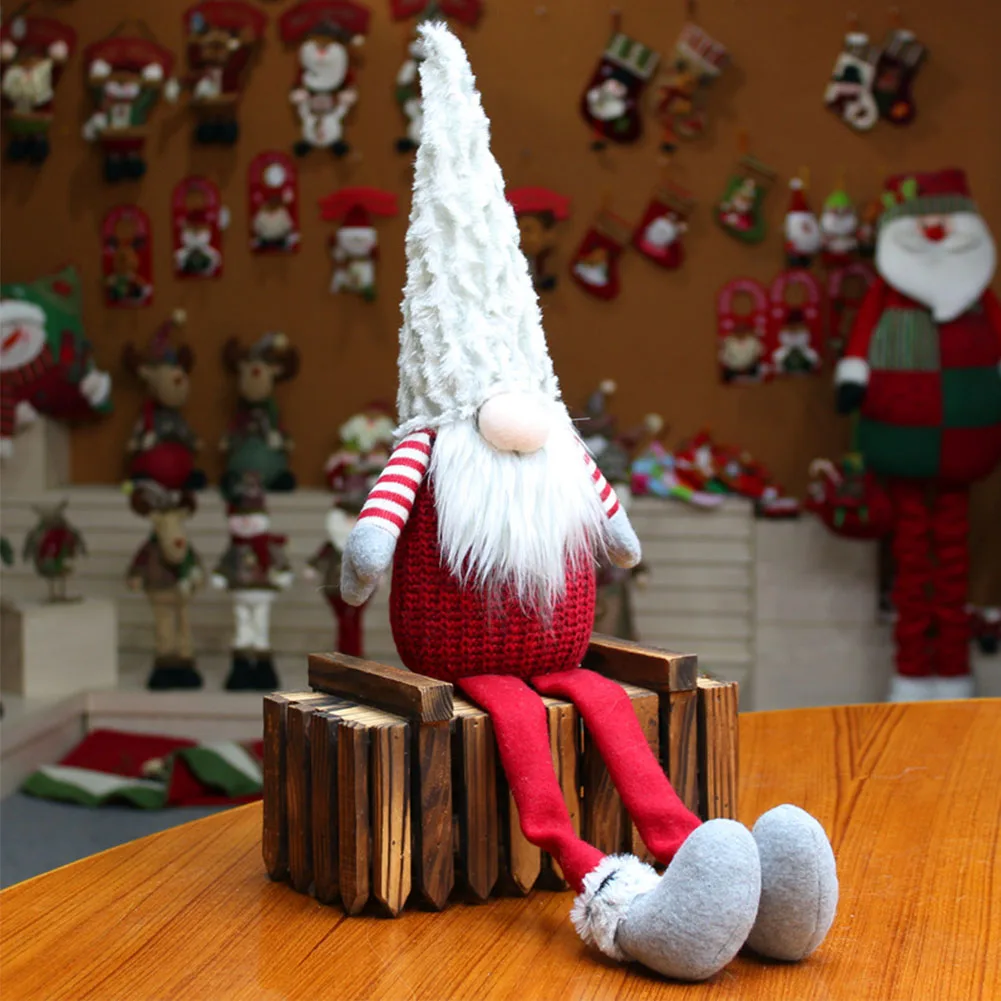 

Long Legs Home Desktop Ornament With Beard Christmas Cute Forest Showcase Lint Old Man Shape Decorative Faceless Doll Gift