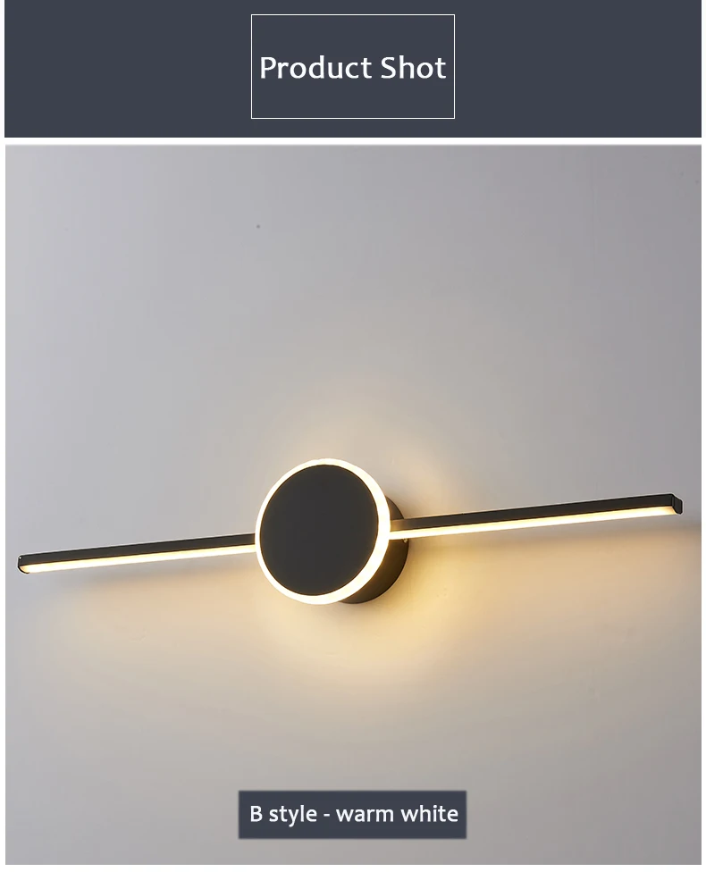 Emissor de Luz da Parede do Banheiro Diodo Espelho Lâmpada Preto Branco Banheiro Parede Moderna 9 w 40 cm Maquiagem Luminárias Ac85-265v - 14 Luminárias de parede