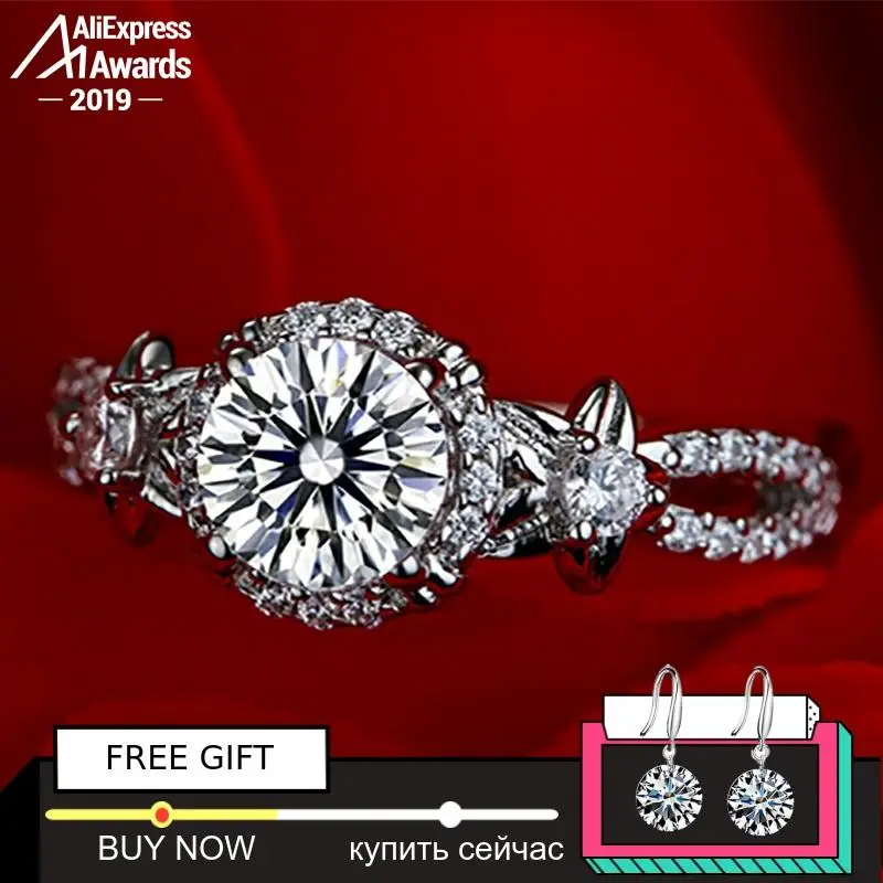 

6.5mm Round Cut S925 Fine Jewelry sterling silver ring Lab-created diamond Carat 4Cs wedding proposal dream