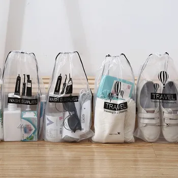 

10 Pcs/lot Cartoon Travel Storage Bag Drawstring Makeup Cosmetic Packing Organizer Transparent Clothes Bag Portable Handbags