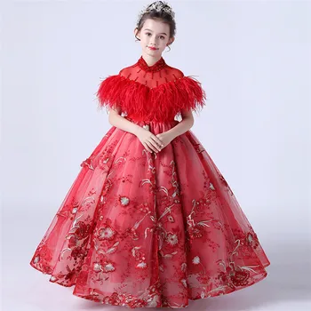 

2019Luxury Children Girls Elegant New Year Party Christmas Halloween Festivals Princess Prom Long Dress Clothes For 5~15T