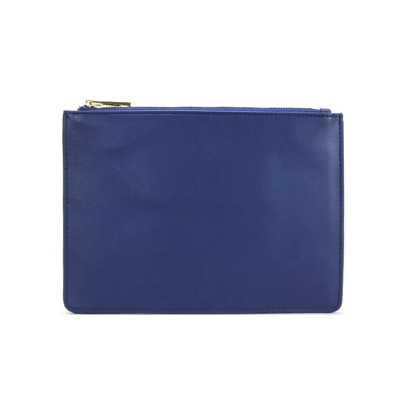 Женская сумка-клатч из гладкой Веганской кожи, с монограммой, на заказ, с оригинальными буквами, с отделениями для карт - Цвет: navy blue