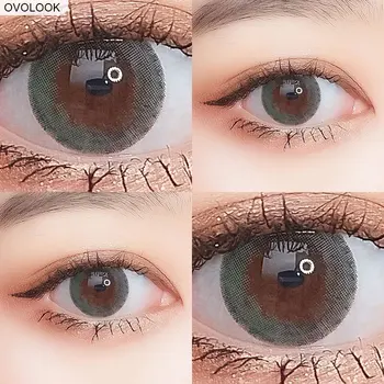 

OVOLOOK-1 Pair Contact Lenses Colored Lenses for Eyes Green/Brown 24 Different Degrees Yearly Soft Eye Color Lens Eye Contacts