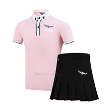 Новинка года; Детский костюм Спортивная одежда для отдыха для девочек дышащая футболка с короткими рукавами комплект с плиссированной юбкой из мягкой кожи; pgm