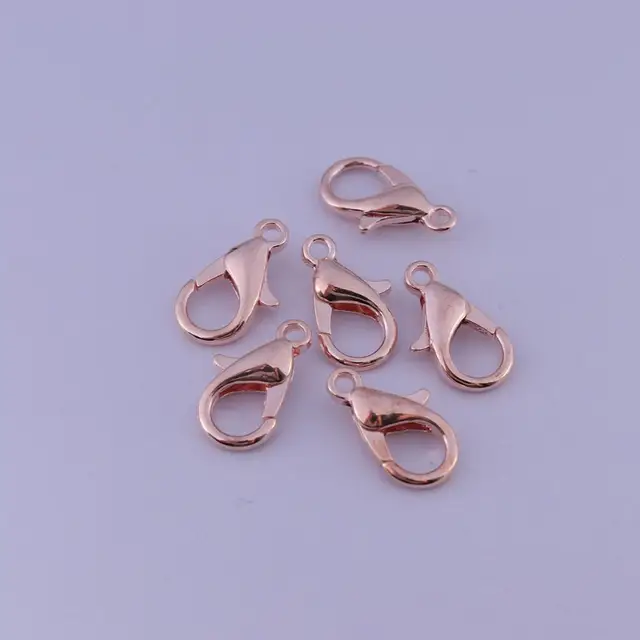 10/12/14/16/18/21mm Silver Gun Black Metal Lobster Clasps Hooks Bracelet End Connectors For Jewelry Making DIY Necklace Buckle rose gold