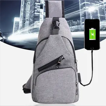 

Newest Arrival Women Men Fashion Canvas Bag Sport Chest Pack USB Charging Crossbody Shoulder Bag