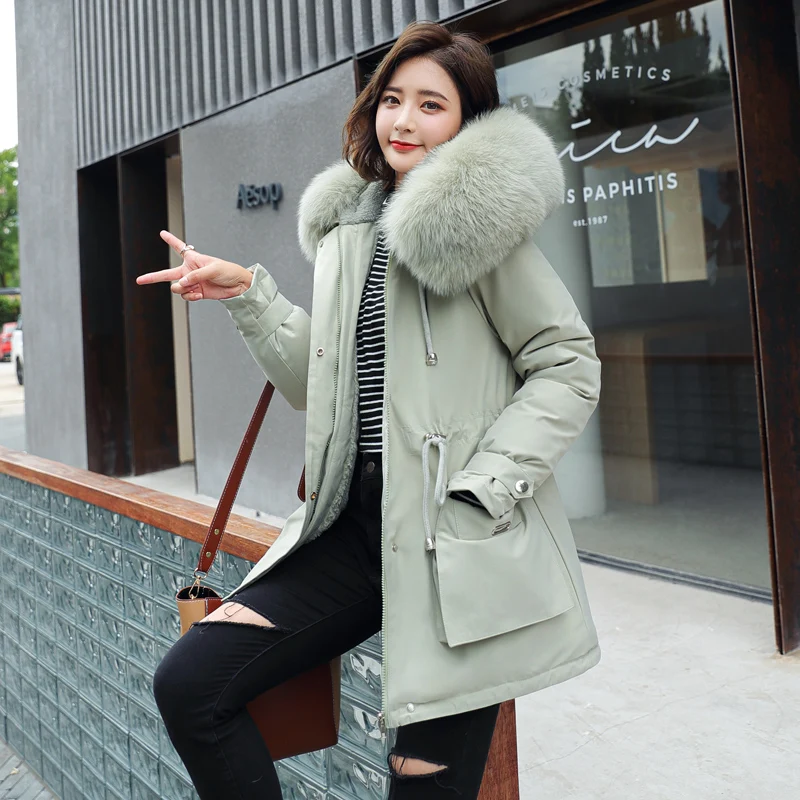 Women Large Fur Hooded Jacket-1