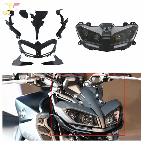 Buy Suitable for Yamaha MT 09 FZ09 Headlight LED MT-09 Front Lighting Light Bracket Guard Plate Shell Fairing Motorcycle Accessories
