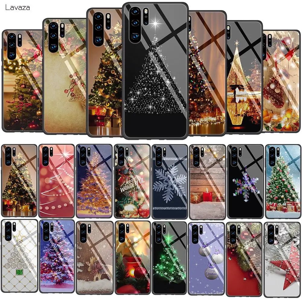 

Lavaza Christmas Holiday Tree New Year Tempered Glass Soft Case for Huawei Honor 8x 9 P Smart Mate 20 P10 P20 P30 Lite Pro Cover