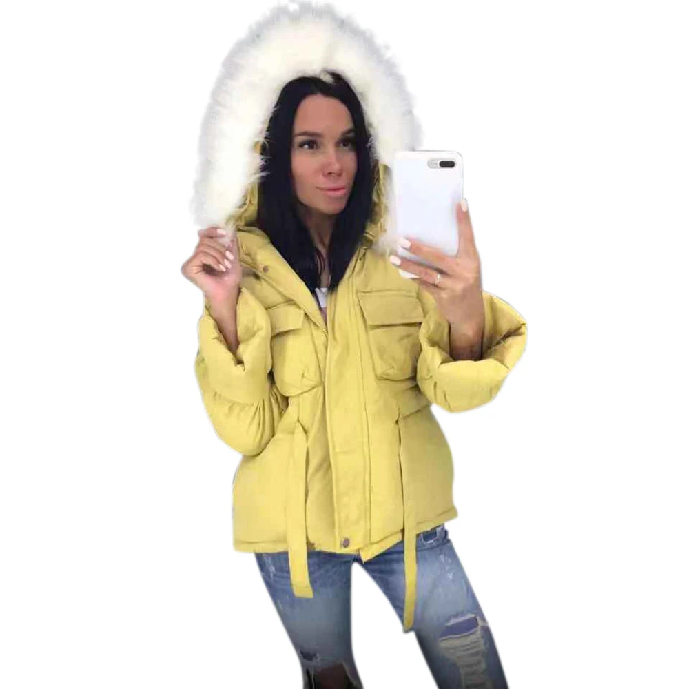 Зимнее пальто женские толстые меховые теплые куртки с капюшоном модные женские короткие Сгущение парки женские пальто chaqueta одежда женская D20 - Цвет: Цвет: желтый