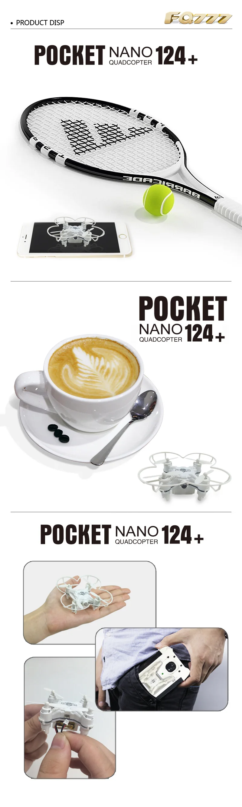 Pocket ELF Fq777 124+ мини-Квадрокоптер ночной с светодиодный светильник самолет Двойная модель ускорителя