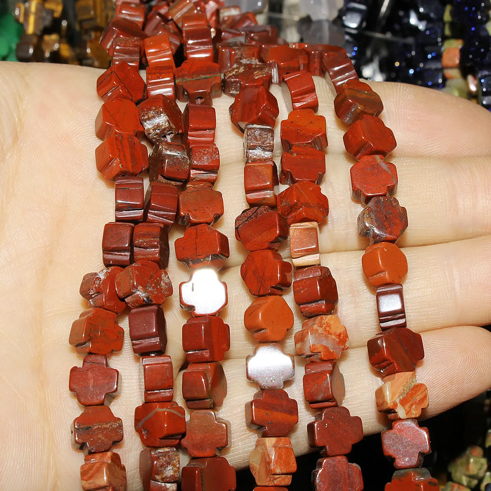8 X8 X 4mm  Natural Semi Precious Stone Loose Beads Strand Cross Shaped Beaded Semi-finished DIY Bracelet Necklace Accessories