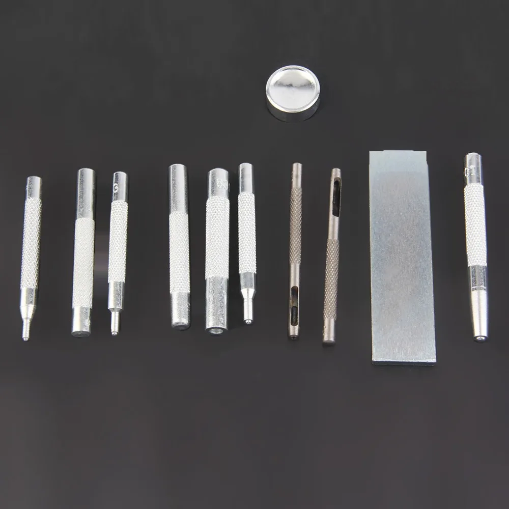 11 шт./компл. Металл Кожа Craft Tool Die перфорация защелки Установка комплект заклепки сеттер базовый набор «сделай сам» для кожи ремесла