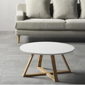 

Nordic simple modern solid wood round coffee table apartment living room sofa creative design coffee table side