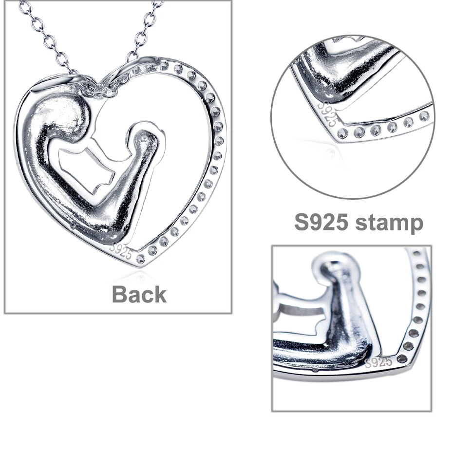 Skup YFN 925 Sterling Silver matka córka miłość naszyjnik w kształcie serca wisiorek dzień matki prezent biżuteria Moms prezent dla kobiet z łańcuchem 18\