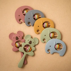 Baby Teether 2pcs/set Silicone Cartoon Animal Rattle Elephant toy to Ease Molar Teeth Safe harmless Children’s Growth