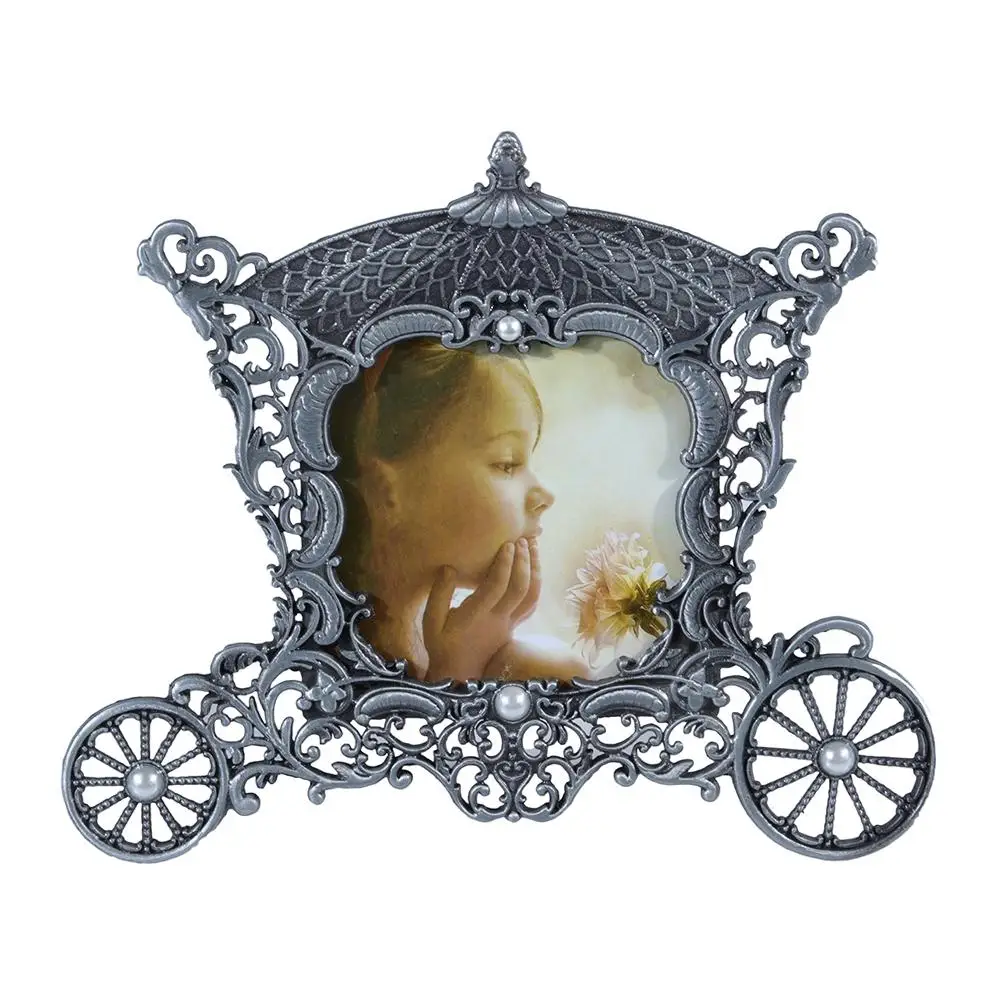 Antique silver Хоббилан винтажная металлическая карета фоторамка-" х 3" декоративные рамки для картин-отличный подарок для ребенка и свадебный подарок - Цвет: Antique silver