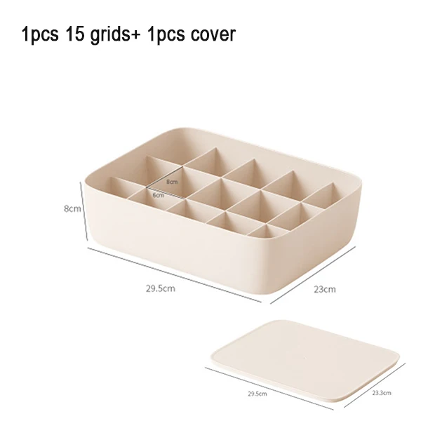 Пластиковый ящик для хранения нижнего белья, органайзер, коробки для нижнего белья, колготки носки, коробка для хранения одежды, органайзер для шкафа - Цвет: Beige 15 grids