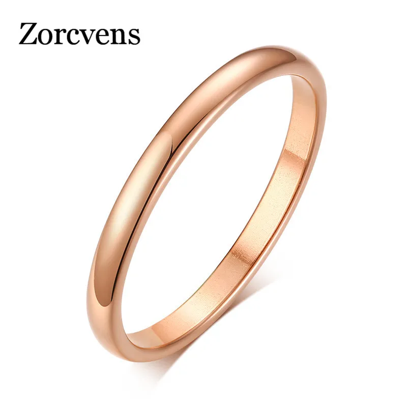 Zorcins 2 мм Серебряное кольцо из нержавеющей стали свадебные бренды купол мужские и женские бриллианты
