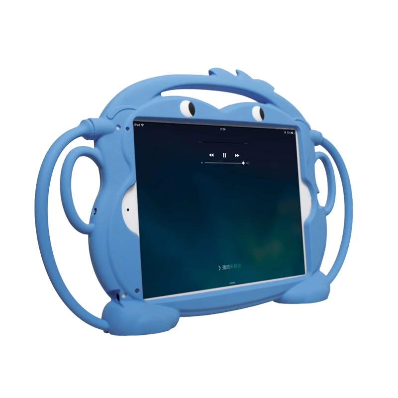Blue Детский противоударный чехол для iPad 9,7 Air 2 1 Pro 9,7 Детский мягкий силиконовый защитный чехол с изображением обезьяны из мультфильма чехол с подставкой - Цвет: Blue