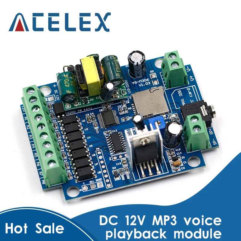 DC 12V MP3 воспроизведения голоса голосовой модуль широковещательный сигнал тревоги