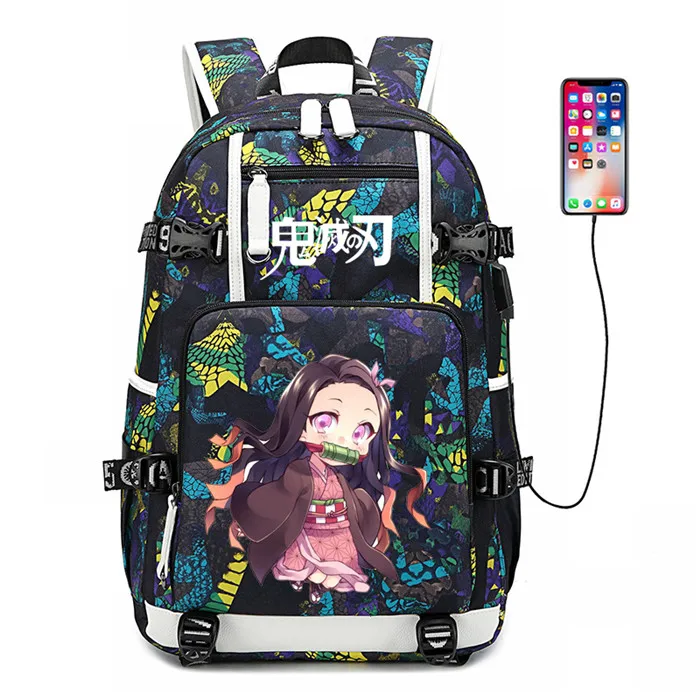 Demon Slayer: Kimetsu no Yaiba женский рюкзак аниме Bookbag нейлоновые школьные сумки большой дорожный рюкзак унисекс рюкзак для ноутбука - Цвет: 12