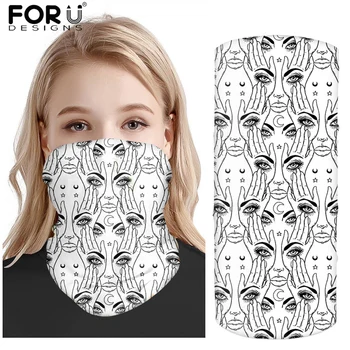 

FORUDESIGNS Mysterious Creature with Eyes on Hands Print Women Head Scarf Seamless Tubr Bandana Outdoor Multi hijab Scraves Lady