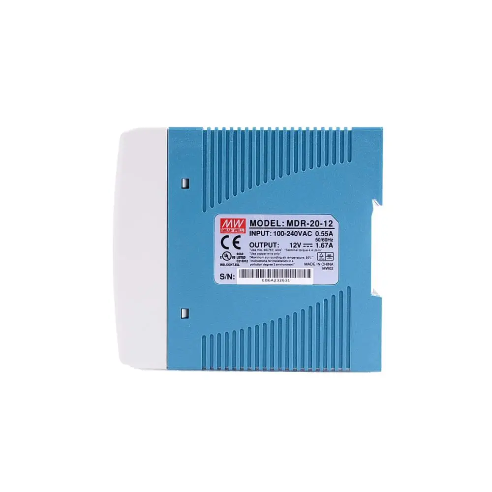 Оригинал Mean Well MDR-20-12 DC 12 В 1.67A 20 Вт meanwell один выход промышленный din-рейку источник