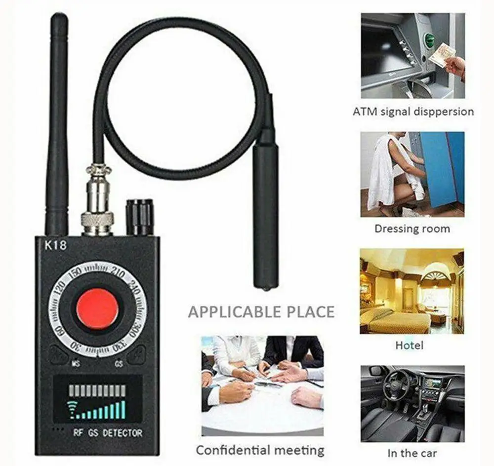 Hot sale K18 Multi-function Anti-spy Detector Camera GSM Audio Bug Finder GPS Signal Lens RF Tracker Detect Wireless Products