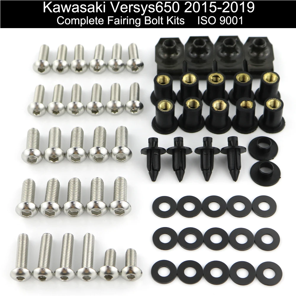 

For Kawasaki Versys 650 2015 2016 2017 2018 2019 Complete Full Fairing Bolts Kit Fairing Clips Nuts Body Screws Stainless Steel