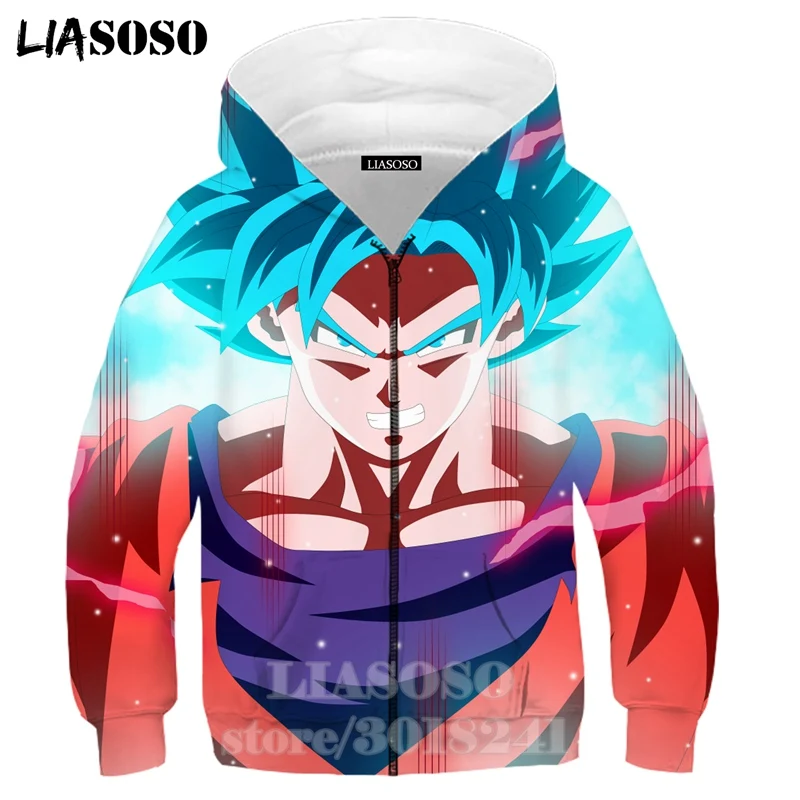 LIASOSO/Детская толстовка с Гоку для подростков и сына, футболка с 3D принтом Dragon Ball Z, детский топ, пуловер с круглым вырезом для мальчиков и девочек, толстовки для малышей, B157-26 - Цвет: 6