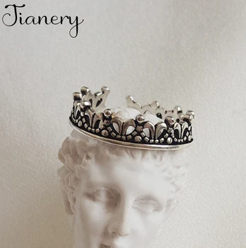 

JIANERY Wholesale Real 925 Sterling Silver Crown Rings For Women Big Antique Rings Finger Jewelry High Quality