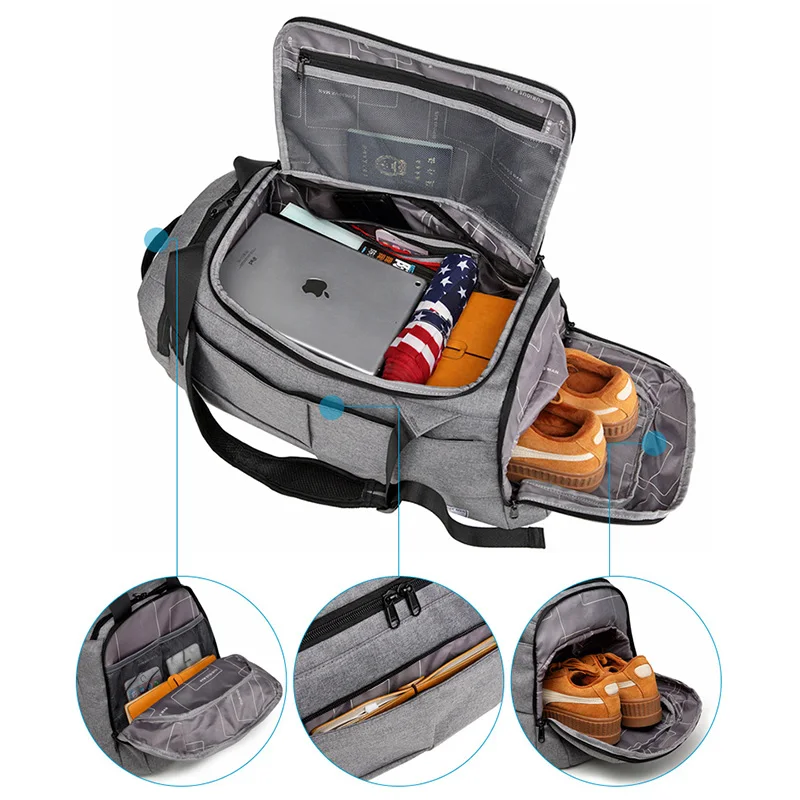 gym bag with laptop and shoe compartment