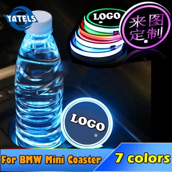 

1X NEW Car Styling Car Logo Light LED Cup Drink Holder Anti Slip For BMW Mini Cooper 2011 2012 2013 Atmosphere Lamp Accessories