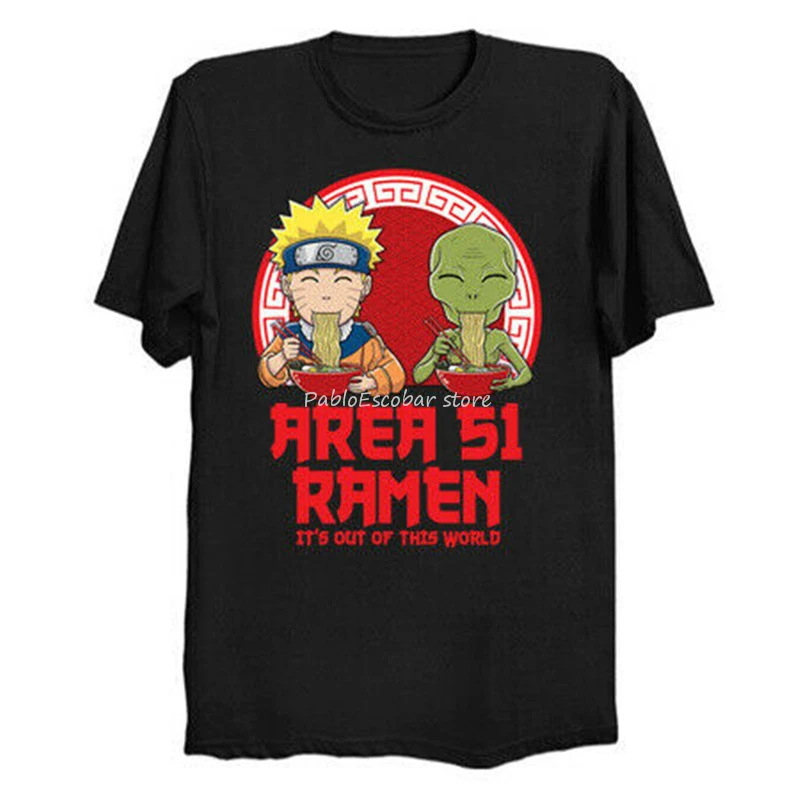 Зона 51 Ramen это из этого мира забавная Наруто манга черная футболка S 3Xl футболка| |