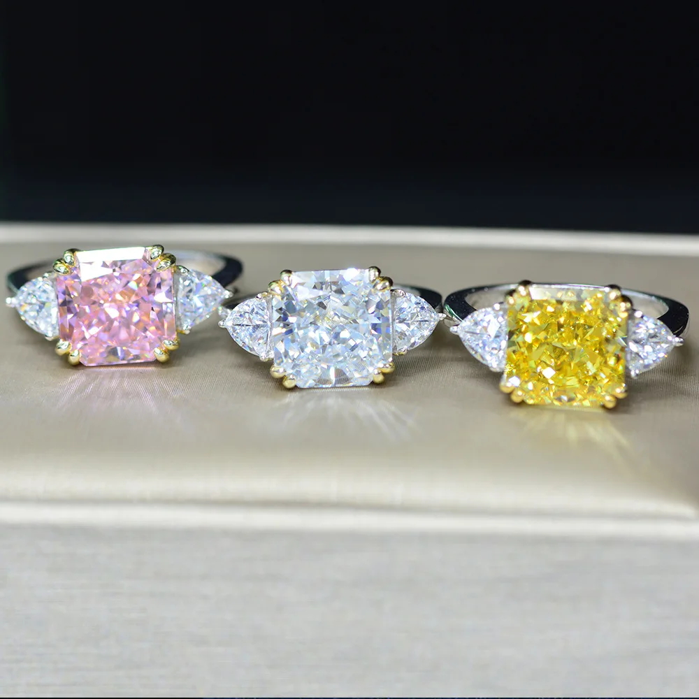 100% Оригинальный 925 серебро с цветочками 5ct топаз бриллиантовое кольцо