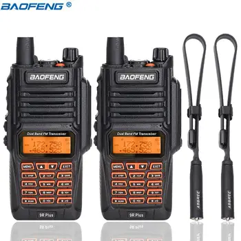 

2PCS Baofeng UV-9R Plus Walkie Talkie 8W High Power 2800mAh Battery UHF VHF Dual Band Waterproof Two Way Radio+Tactical Antenna