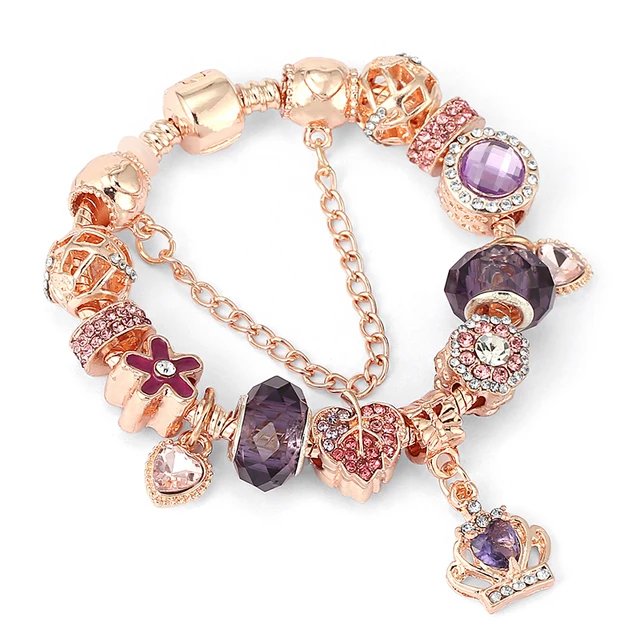 BRACE CODE 2021 New Rose Gold Necklace Pink Charm Women Bracelet DIy Charms  Bubble Bead Fine Lady Bracelet Direct Gift Sales - AliExpress