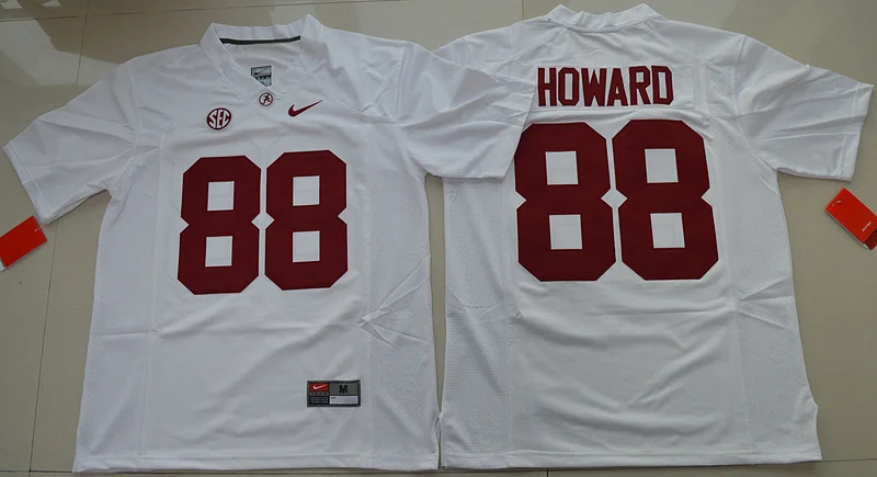 Белый Stitiched,Alabama Crimson Tide O.J Howard for mens,red and white Jersey - Цвет: Белый