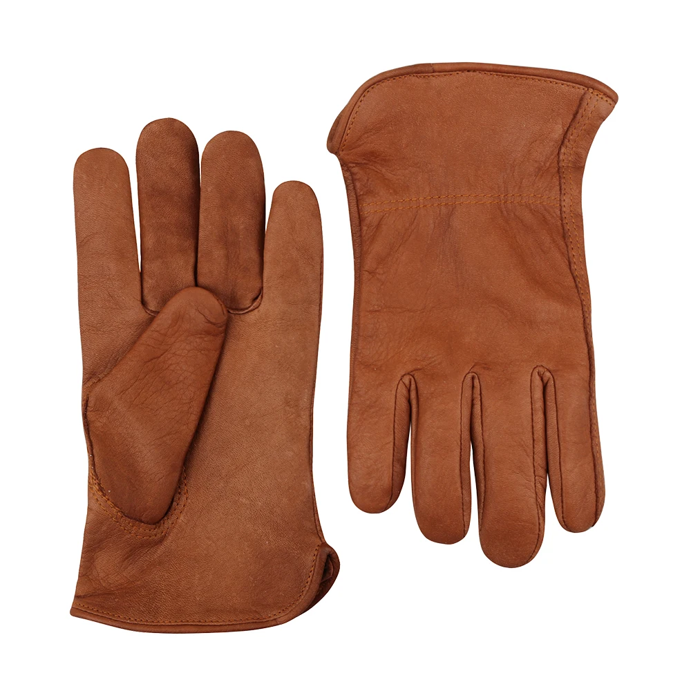 Brown Cow Leather Work Gloves General Use Motorcycle Drivers Safety Glove Men&Women Work Gloves Protective Gloves