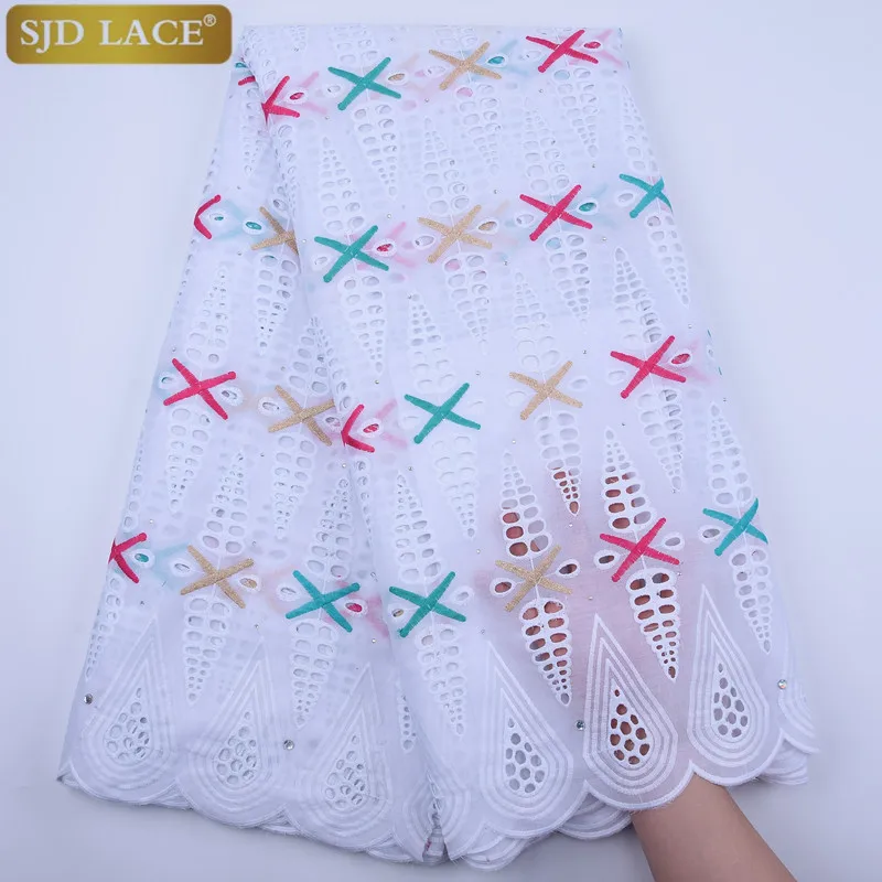 Кружевная африканская кружевная ткань SJD с камнями нигерийская швейцарская