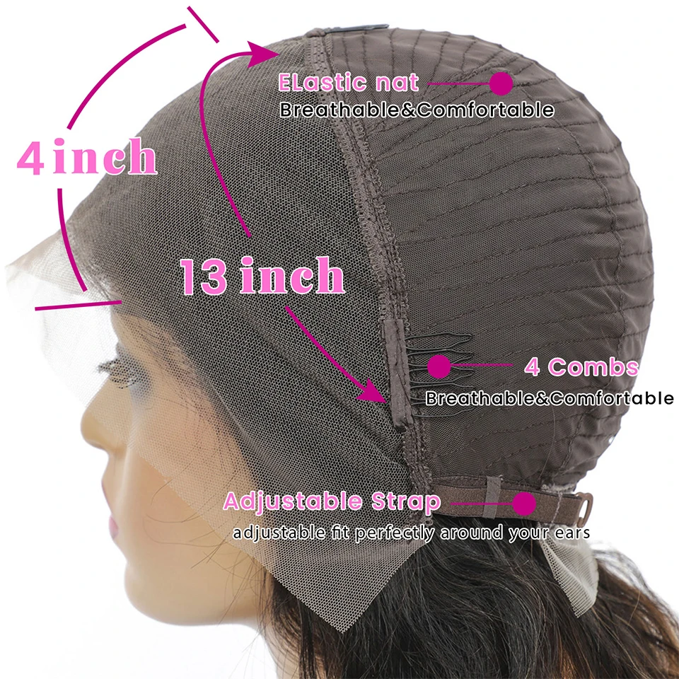 Frente do Laço Perucas de Cabelo Fechamento do Laço Onda Profunda Peruca Humano 4x4 Brasileiro Remy Cabelo Curto Kinky Encaracolado Perucas Bob 13x4 14 High Quality Apliques e perucas