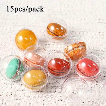 

15pcs Transparent Macarons Box Packaging Storage Ball Plastic Candy Packing Box Party Supplies For Home Wedding Christmas (5cm)