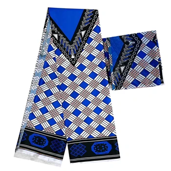

Popular Imitated Silk Fabric African Print Fabric 4+2yard African Fabric Nigerian Ankara Fabrics Gold Tissu Wax for Sewing Dress