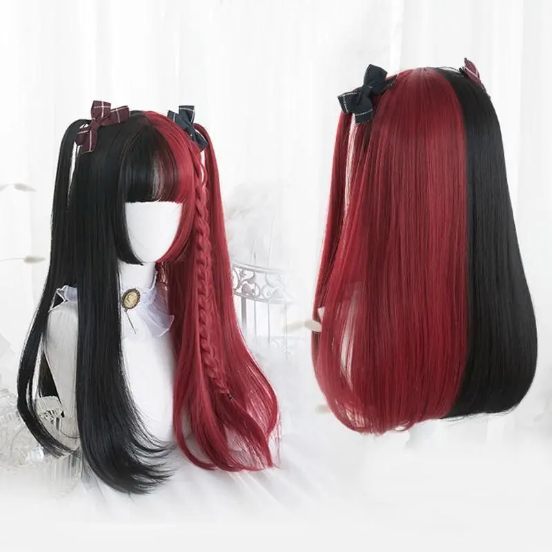 

Lolita Black Red Ombre Long Short Curly Straight Bob Bangs Halloween Synthetic Cosplay Wig