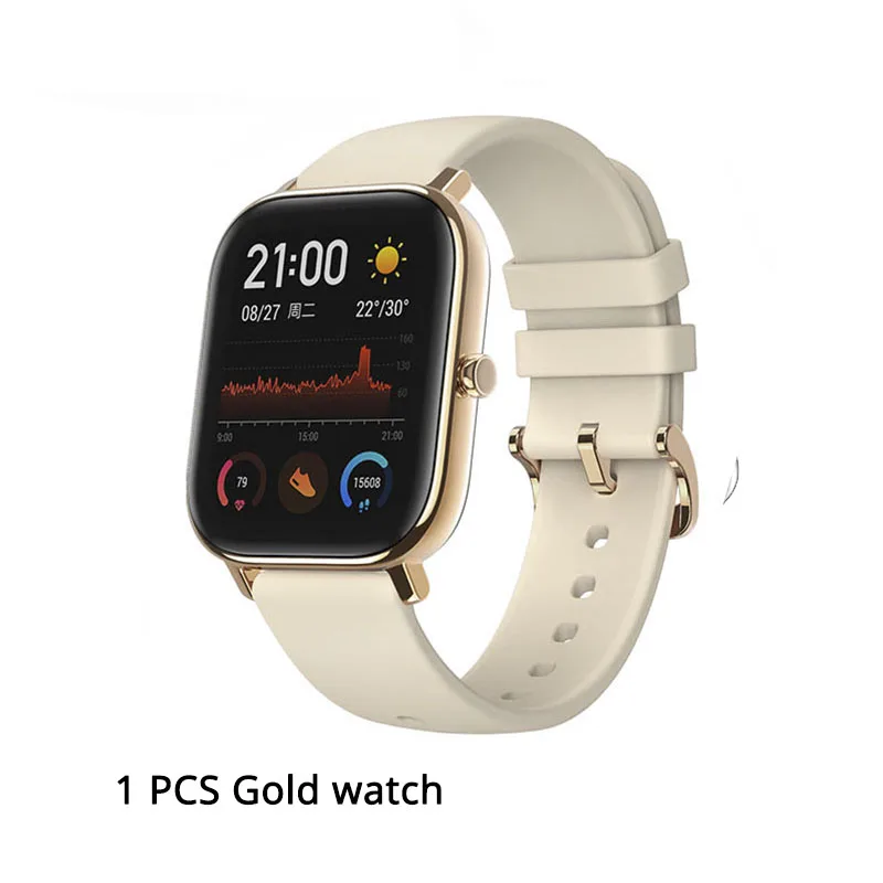 Gold Оригинальная глобальная версия Amazfit GTS Смарт-часы 1,6" AMOLED 5 ATM водонепроницаемый 14 дней Срок службы батареи 12 спортивных режимов Bluetooth часы - Цвет: Gold