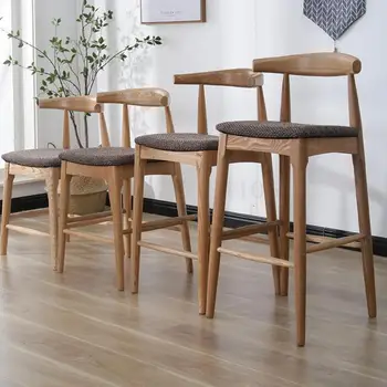 

Nordic Solid Wood Bar Chair, Horn Back Bar Chair, Simple Family Bar Cha