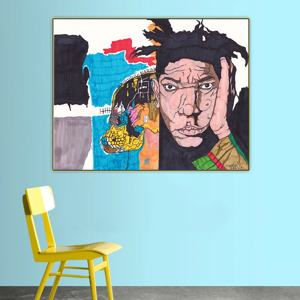 Citon Jean Мишель Basquiat 》 Автопортрет граффити Искусство Холст Картина маслом Декоративная Печать декор стен