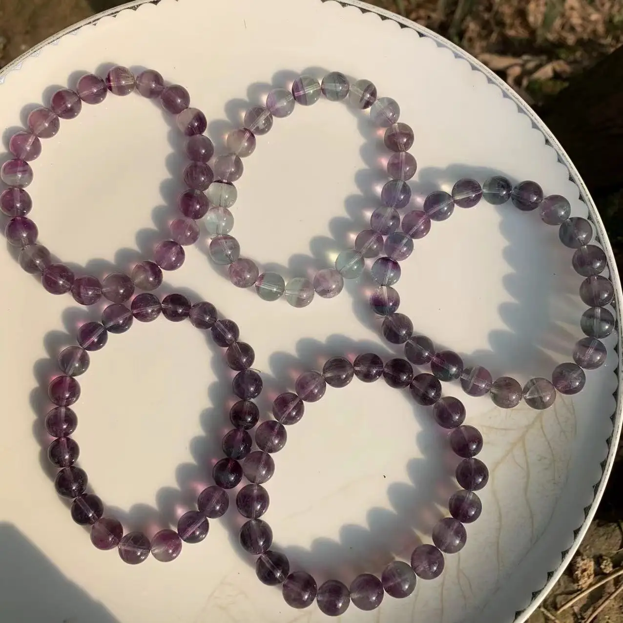 9MM Natural  Fluorite Bracelet Gift Woman Round Beads AAAAA Genuine Crystal Gemstone Wealthy